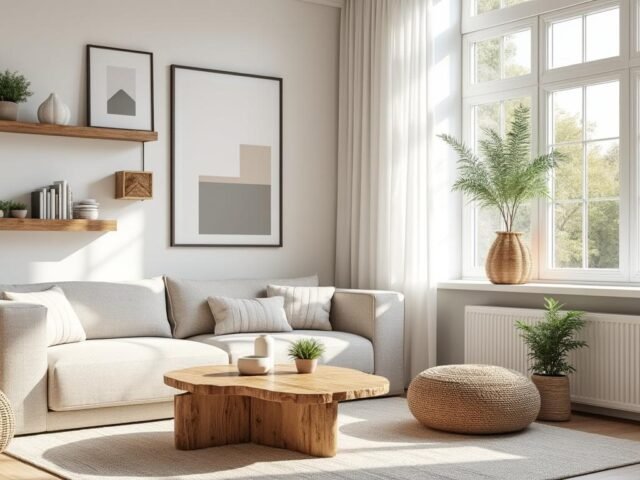 Idées de décoration murale pour salon blanc et bois